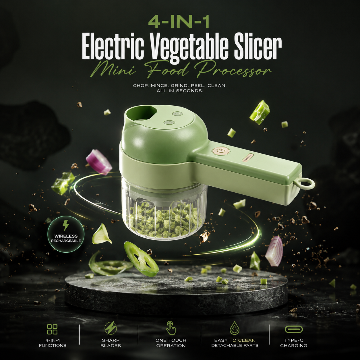 4 in 1 Portable Electric Vegetable Cutter Set