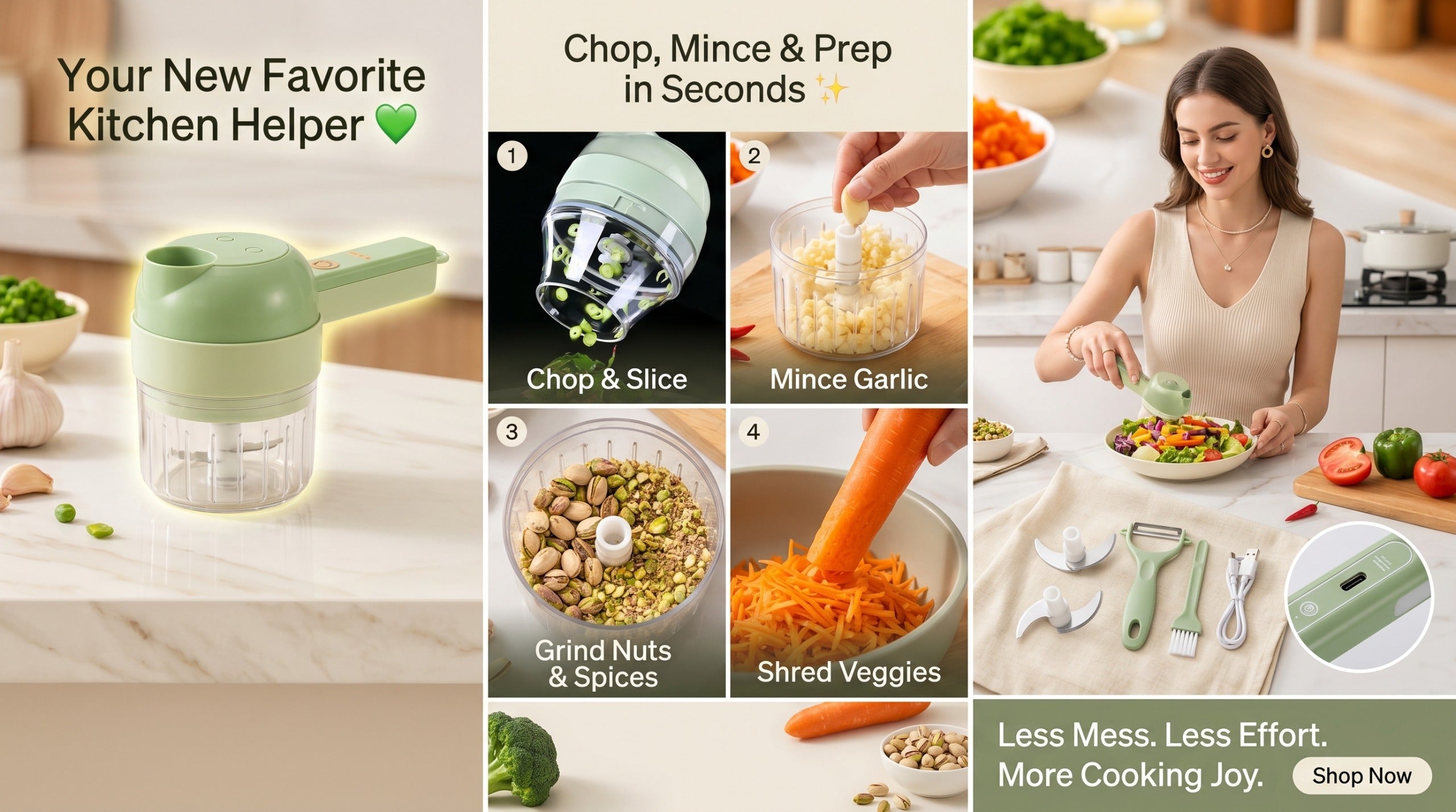 4 in 1 Portable Electric Vegetable Cutter Set